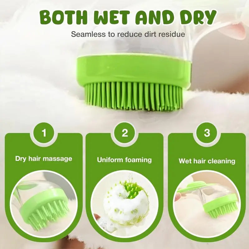 Transform Bath Time with the 2026 Summervibes 2-in-1 Pet Bath and Grooming Brush - Built-in Shampoo Dispenser for Effortless Cleaning and Pampering for Cats and Dogs