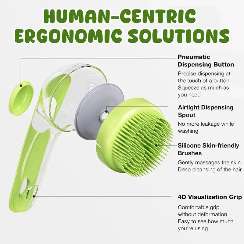 Transform Bath Time with the 2026 Summervibes 2-in-1 Pet Bath and Grooming Brush - Built-in Shampoo Dispenser for Effortless Cleaning and Pampering for Cats and Dogs